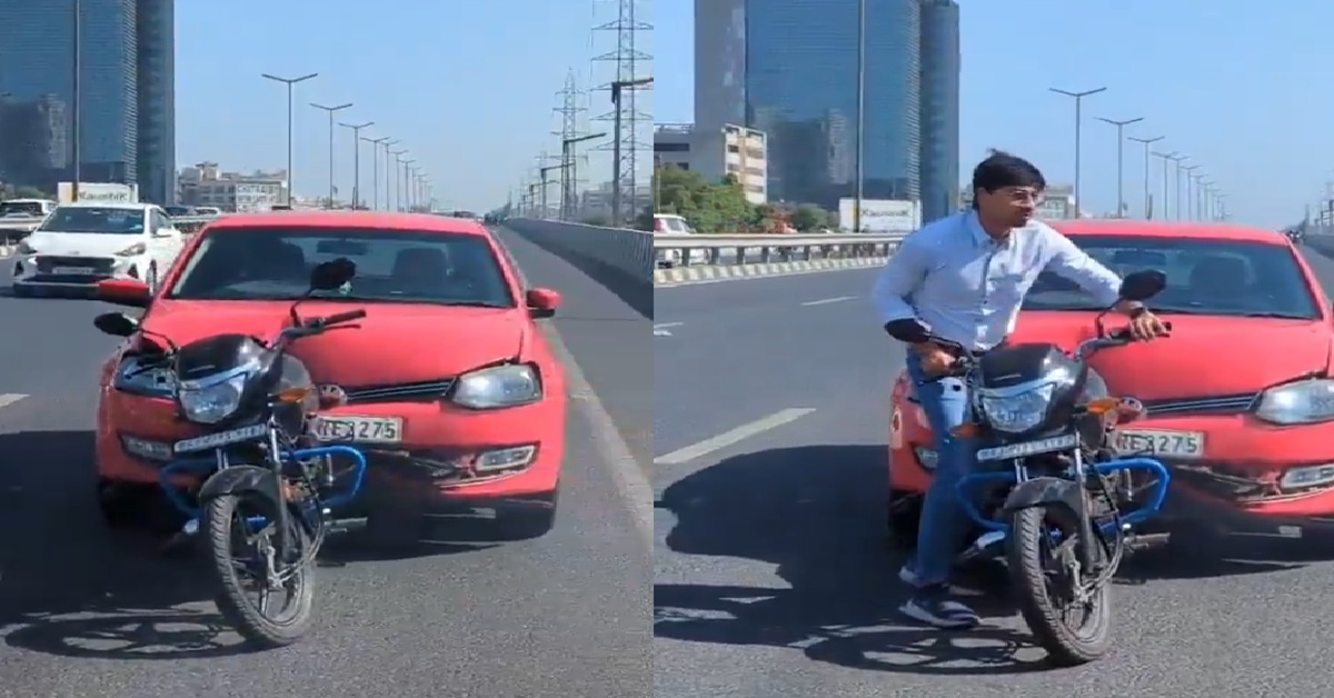Ahmedabad: કારે બાઇક સવારને મારી ટક્કર, બાઇક બોનેટમાં ફસાઈ ગઈ અને ડ્રાઇવર લઈને ભાગી ગયો