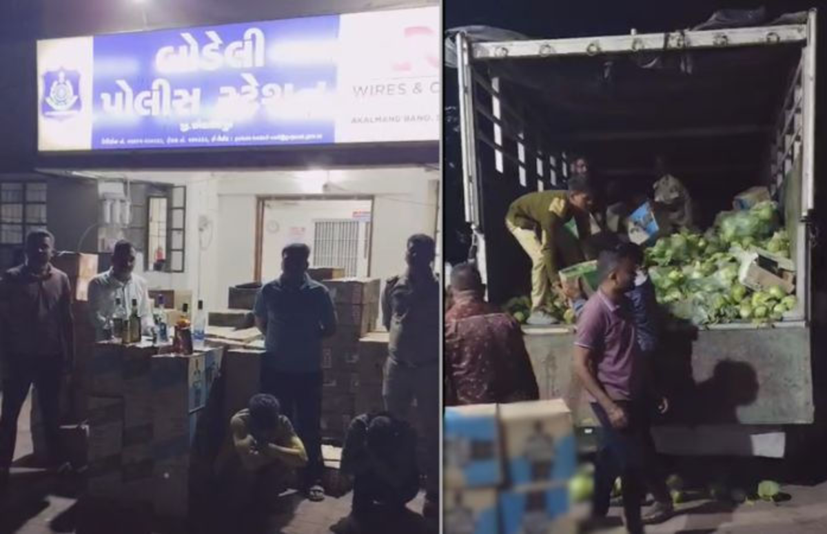 Chhota Udaipur: શાકભાજી નીચે છુપાયેલો હતો દારૂ! મધ્યપ્રદેશના વડોદરા લઈ જવામાં આવી રહેલ બોડેલી નજીક વિદેશી દારૂનો મોટો જથ્થો પકડાયો