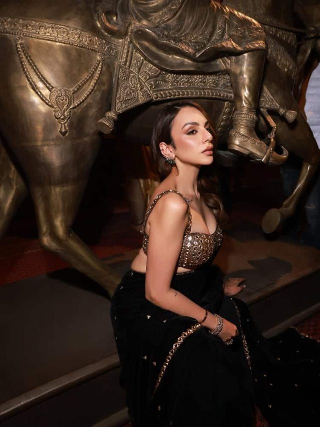 બ્લેક સાડીમાં નીતિભા કૌલનો એક્ટ્રેસ ખૂબ જ સુંદર લાગી રહી છે