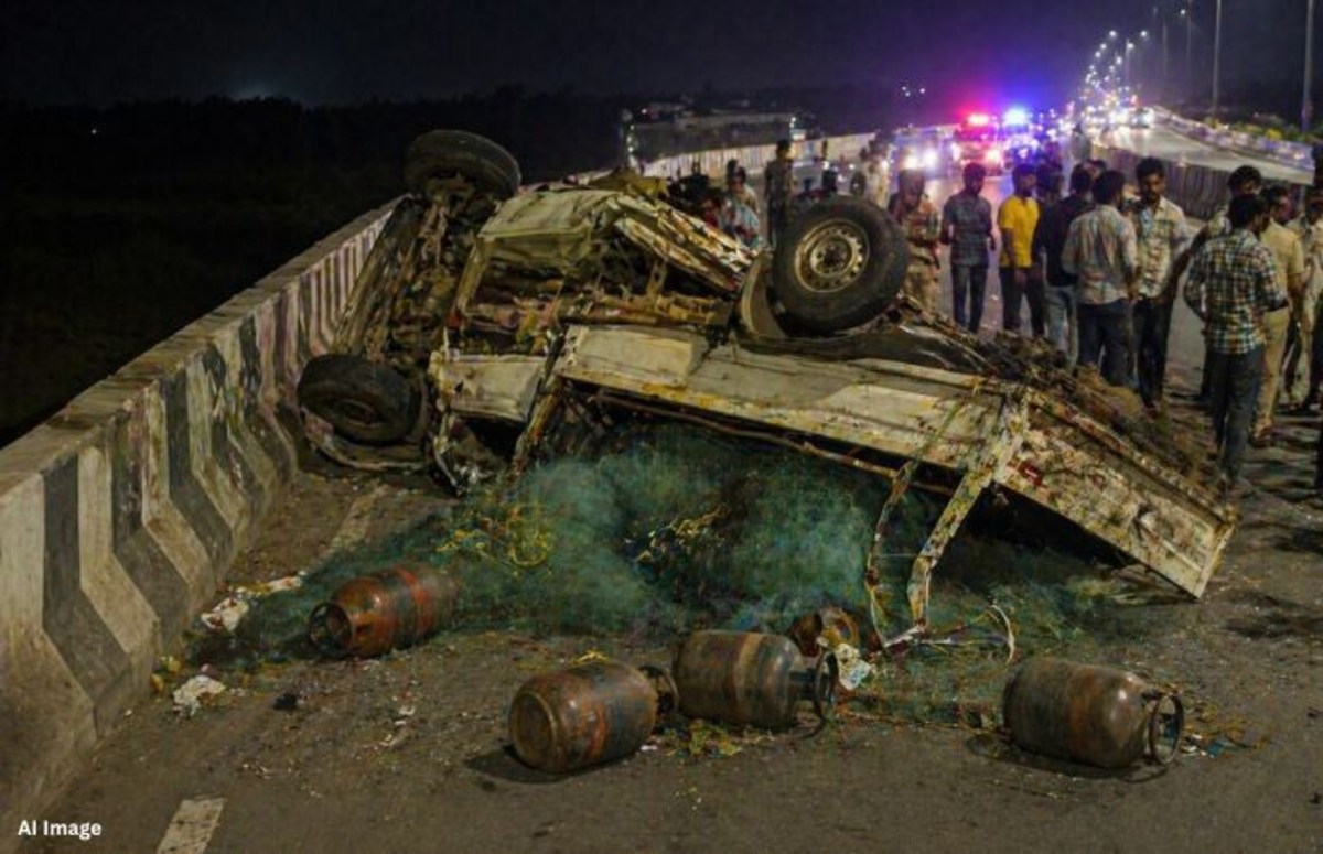 Rajkot: ગુંદાલા ચાર રસ્તા પર મોટો અકસ્માત, ટાયર ફાટવાથી એક પિકઅપ પલટી ગઈ, જેમાં બે લોકોના મોત અને ચાર ઘાયલ