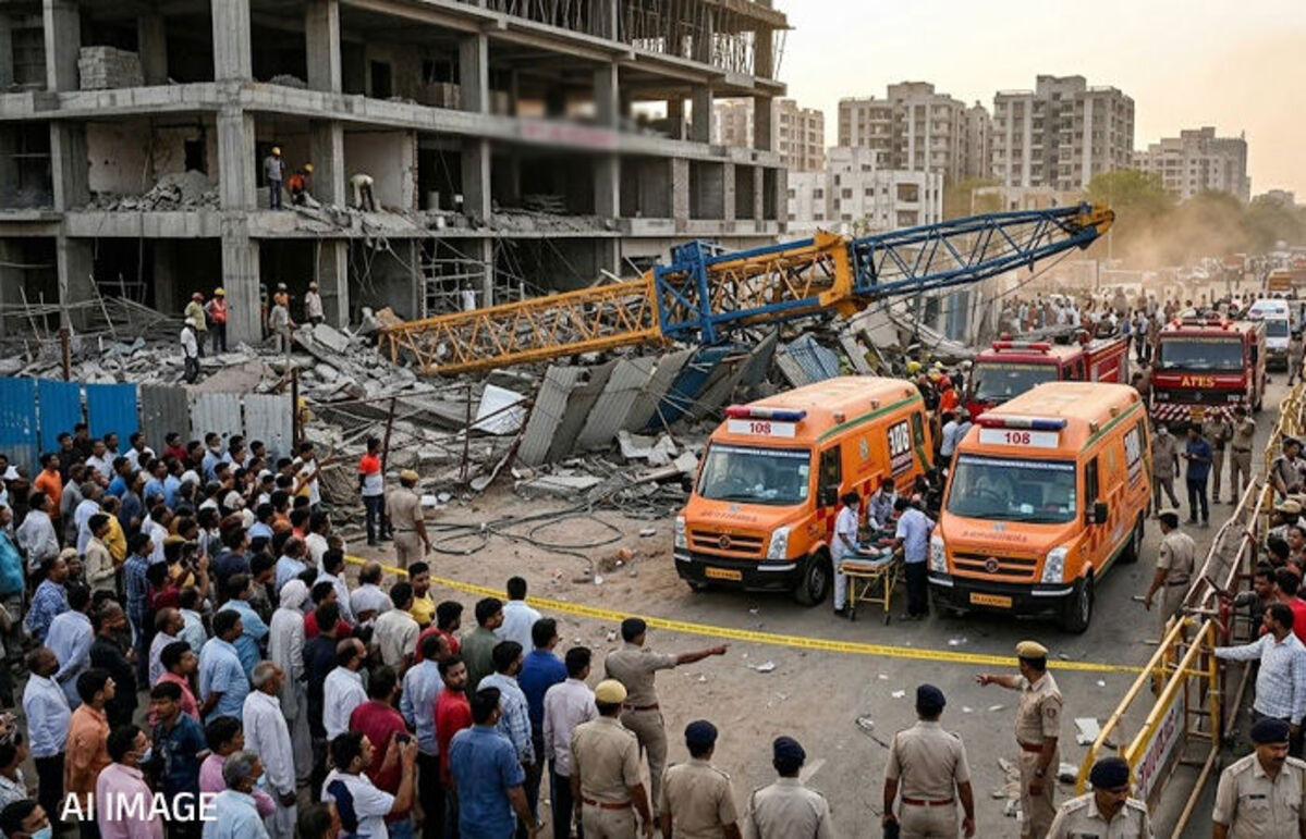 Ahmedabad: ઇસ્કોન-આંબલી રોડ પર એક મોટી દૂર્ઘટના, ક્રેનનો કેબલ તૂટી પડતા બે કામદારો ઘાયલ, એકનું મોત