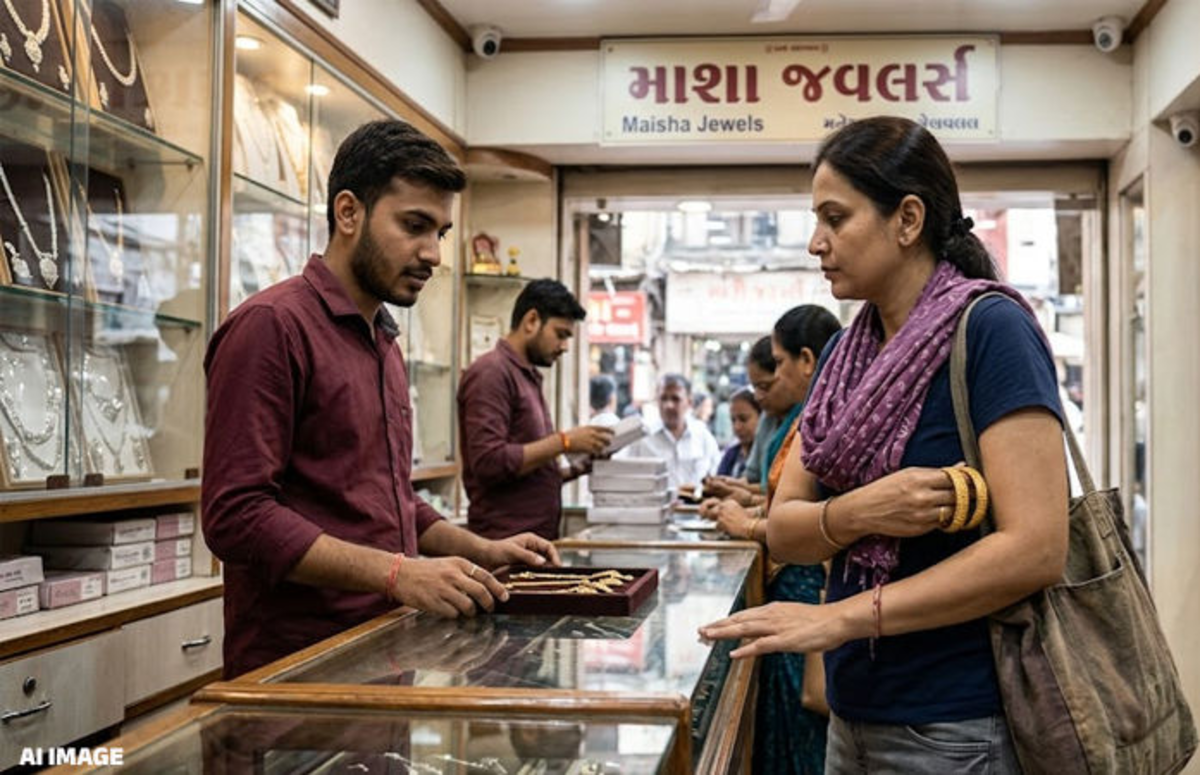 Ahmedabad: માણેક ચોકમાં ગ્રાહક બનીને એક મહિલા લાખો રૂપિયાની ચોરી કરી, ચાર સોનાની બંગડીઓ બગલ નીચે છુપાવીને ભાગી ગઈ