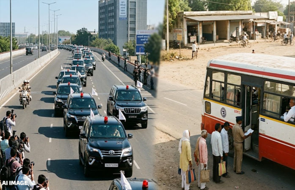 Gujarat: મુખ્યમંત્રી ભૂપેન્દ્ર પટેલ અને હર્ષ સંઘવીને હેલિકોપ્ટર અને કારના સીન સપાટા,જ્યારે રાજ્યપાલે અપનાવી સાદગી