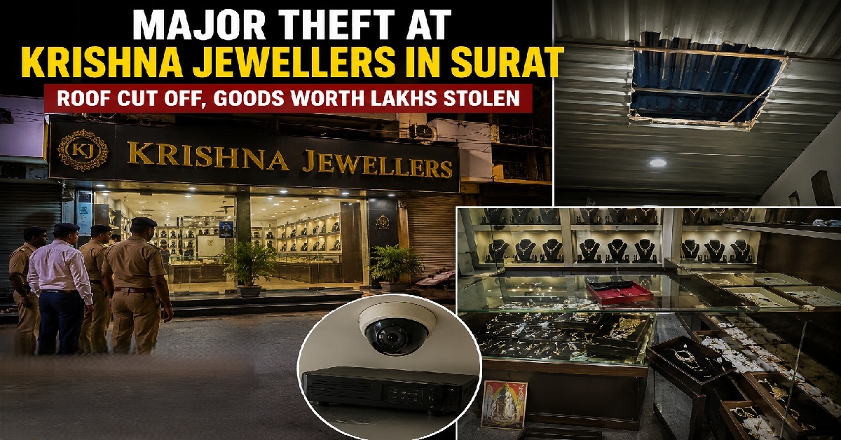 Suratમાં કૃષ્ણા જ્વેલર્સમાં મોટી ચોરી, છત કાપી લાખોનો માલ સફાચટ