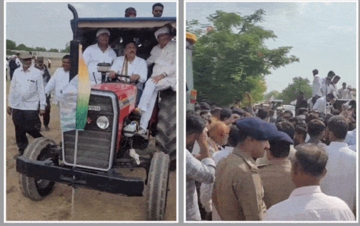 Farmers Tractor Rally: કોંગ્રેસની ટ્રેક્ટર રેલી દરમિયાન પોલીસ અને ખેડૂતો વચ્ચે ઘર્ષણ,  ગાંધીનગર જવાની પરવાનગી ન મળતાં ગુસ્સો, જેસીબી દ્વારા રેલી અટકાવવાનો પ્રયાસ