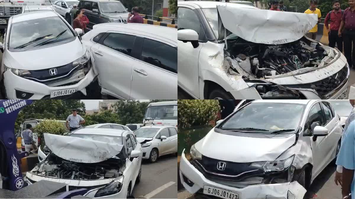 Vadodara: ફતેહગંજ બ્રિજ પર એક ડમ્પર ટ્રક કાર સાથે અથડાયો, જેના કારણે ત્રણ અકસ્માત અને લાંબો ટ્રાફિક જામ સર્જાયો.