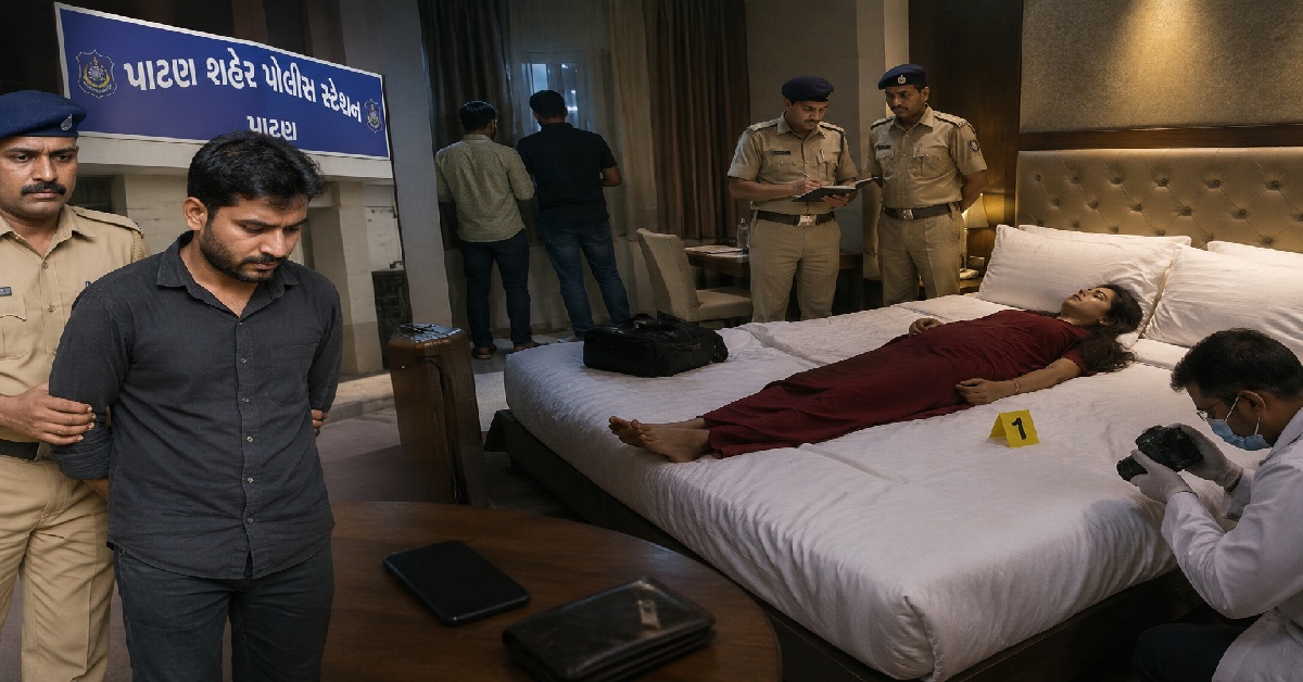 Patan: બે પુરુષો સાથે હોટલમાં ગયેલી મહિલાનું રહસ્યમય મોત, તપાસમાં પતિ સામે હત્યાના આરોપ