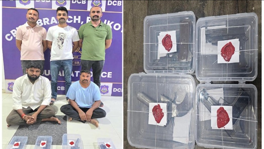 Rajkot: કુવાડવા ગામ નજીક ત્રણ પિસ્તોલ અને એક હેન્ડગન સાથે બે લોકોની ધરપકડ