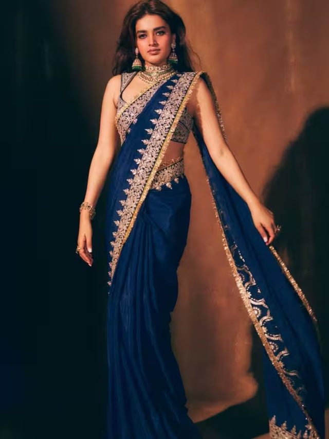 નિધિ અગ્રવાલનો બ્લૂ સાડી લુક થયો વાયરલ