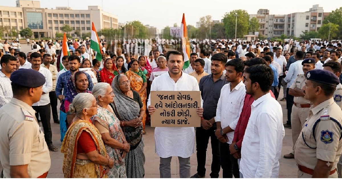 Gujaratમાં પોલીસકર્મીનું મોટું પગલું, નોકરી છોડ્યા બાદ વિરોધ પ્રદર્શનમાં જોડાયા