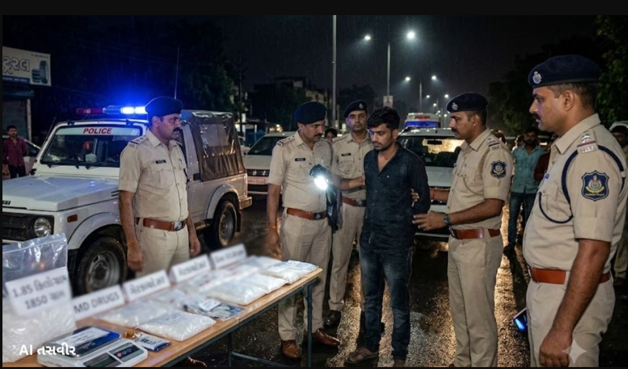Ahmedabad: નાના ચિલોડા નજીક બેંગલુરુના એક યુવકને 55 લાખ રૂપિયાના મેફેડ્રોન ડ્રગ્સ સાથે પકડવામાં આવ્યો.