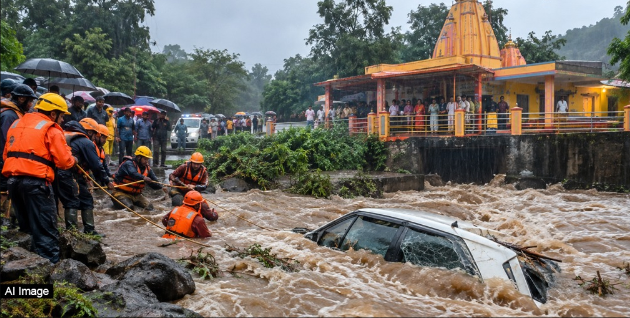Madhya Pradesh: ભયાનક અકસ્માતમાં આઠ લોકોના મોત, જ્યારે યાત્રાળુઓને લઈ જતી એક કાર વરસાદી પાણીમાં તણાઈ ગઈ