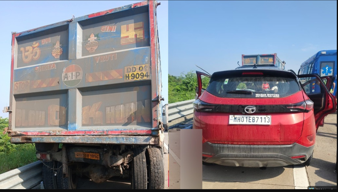 Surat: કામરેજ નજીક એક્સપ્રેસ વે પર મુંબઈથી પાટણ યાત્રાળુઓને લઈ જતી કાર ડમ્પર સાથે અથડાતા ચાર લોકોના મોત