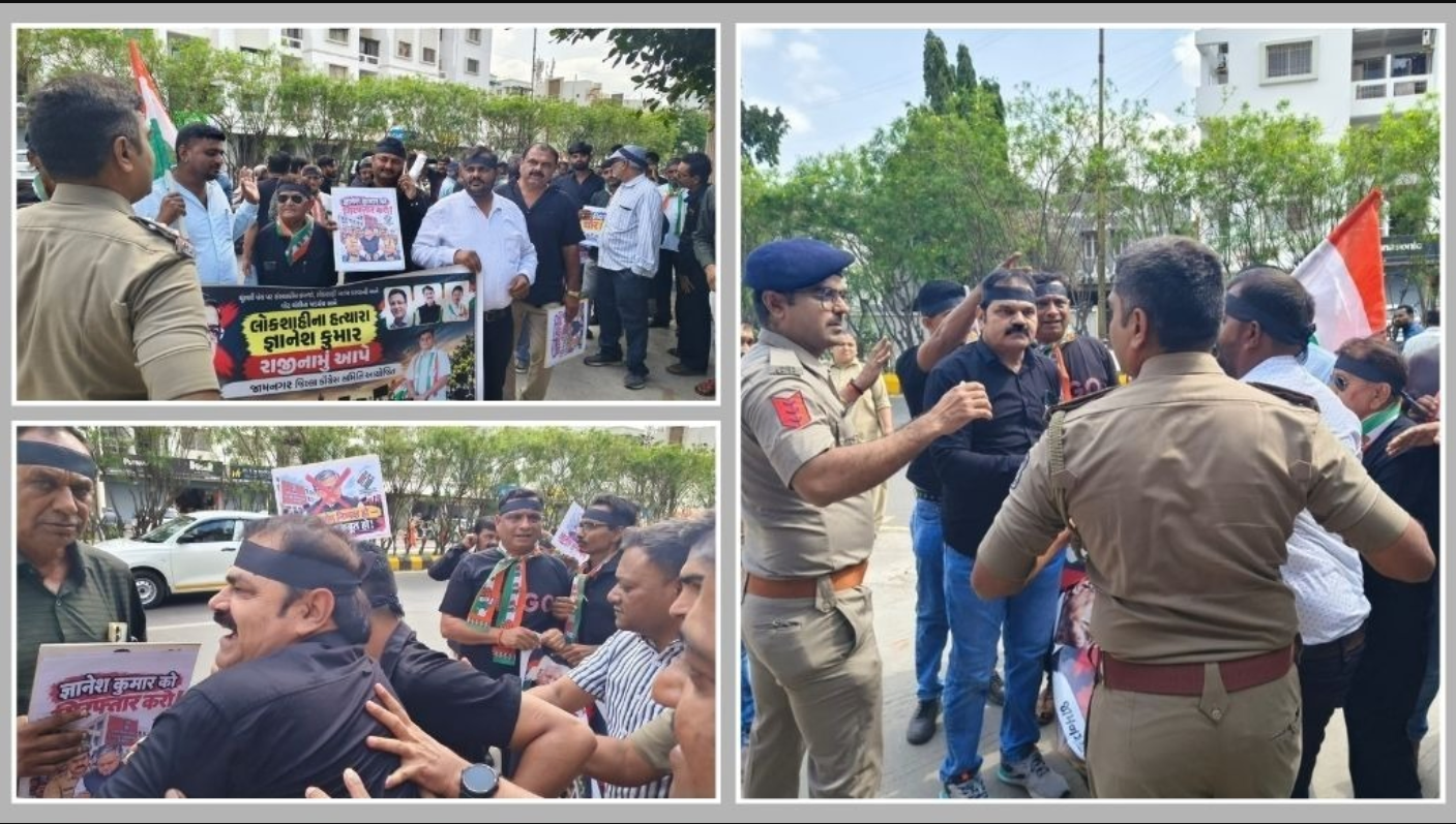 Gujarat Congress: કોંગ્રેસે રાજકોટ, સુરત અને જૂનાગઢ સહિત અનેક શહેરોમાં હિંસક વિરોધ પ્રદર્શન કર્યા અને જ્ઞાનેશ કુમાર વિરુદ્ધ સૂત્રોચ્ચાર કર્યા