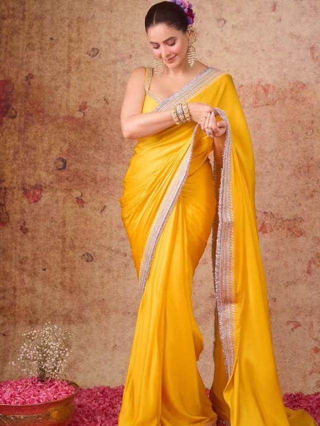આમના શરીફનો પીળી સાડીમાં એન્જલ લુક