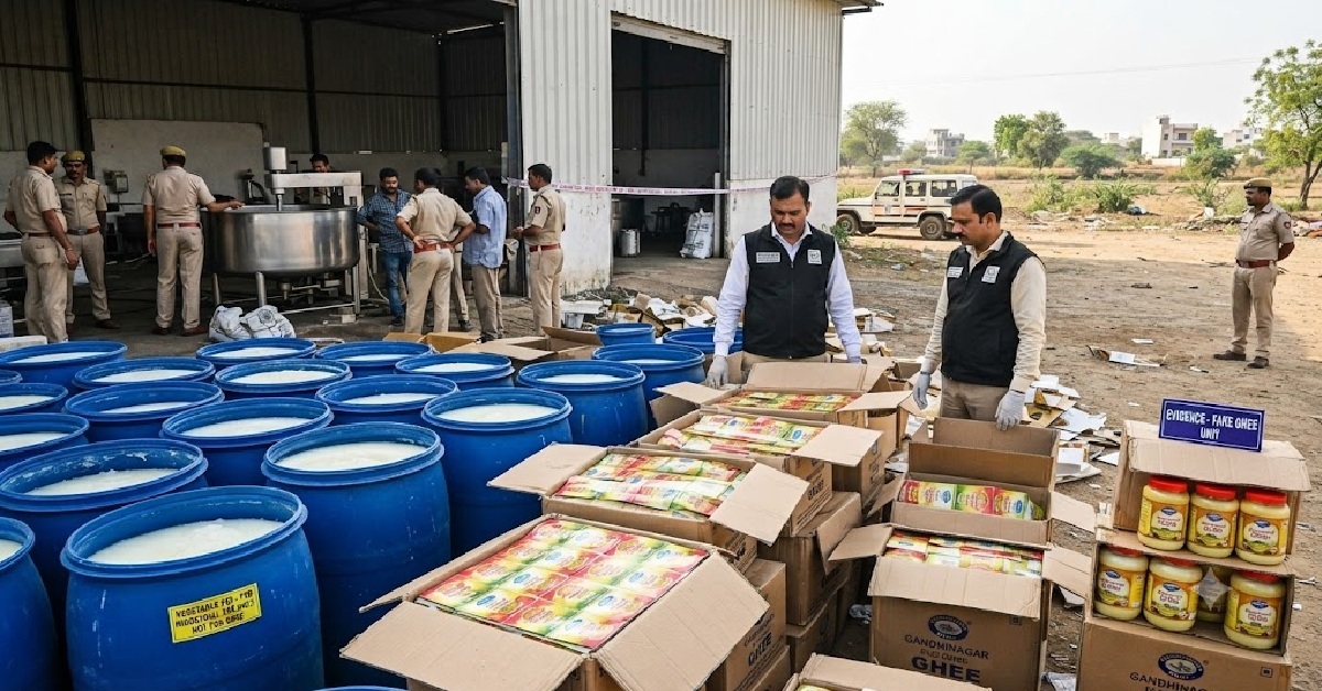 Gandhinagar: 6500 કિલો વનસ્પતિ ચરબી, લાખો નકલી લેબલ જપ્ત… નકલી દેશી ઘી બનાવતી ફેક્ટરીનો પર્દાફાશ