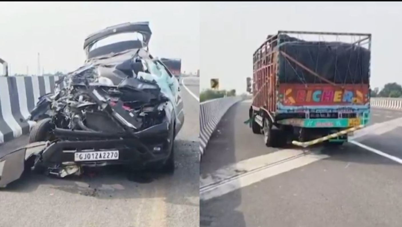 Bharuch: દિલ્હી-મુંબઈ એક્સપ્રેસ વે પર કાર અને આઈસબ્રેકર વચ્ચે ભયાનક અકસ્માત, એક PSI સહિત ત્રણ યુવાનોના મોત