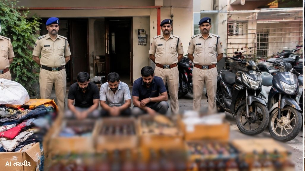 Ahmedabad: કૃષ્ણનગરમાં કપડાંની આડમાં વિદેશી દારૂની હેરાફેરી કરતી ગેંગનો પર્દાફાશ, 7 લાખ રૂપિયાના માલ સાથે ત્રણની ધરપકડ